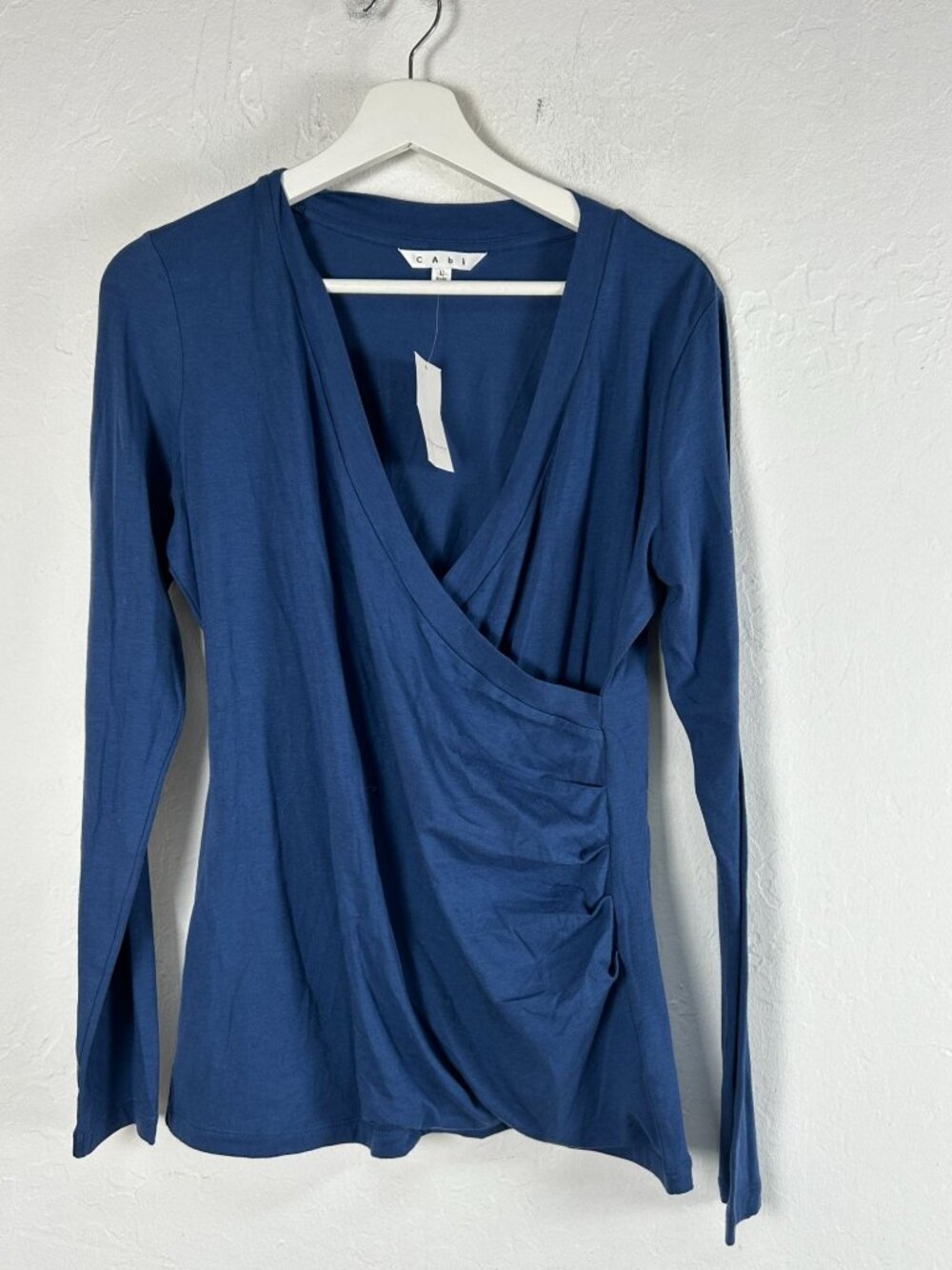 Cabi Womens Hanky Wrap Top Night Sky Long Sleeve Large Cotton Blend Stretch New